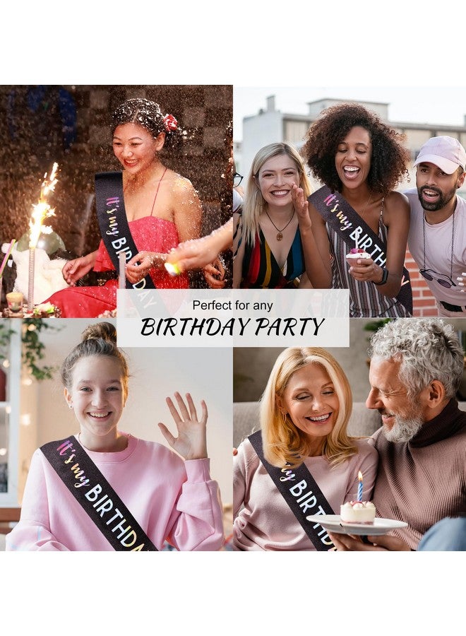CIEHER 71.65 L x 3.6 W Black Birthday Sash - It's My Birthday Glitter Fabric Sash for Women, Girls, and All Ages - Image 5