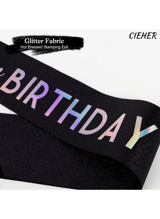 CIEHER 71.65 L x 3.6 W Black Birthday Sash - It's My Birthday Glitter Fabric Sash for Women, Girls, and All Ages - Image 4