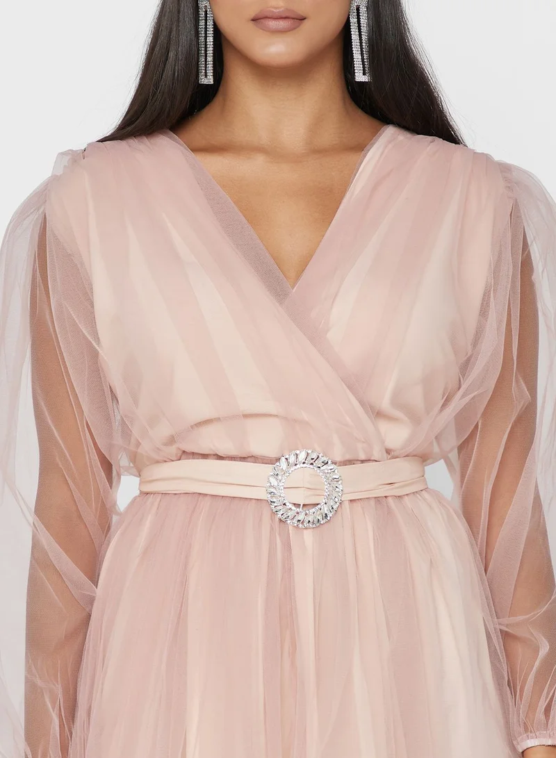 hayas closet Organza Sleeve Gown Dress