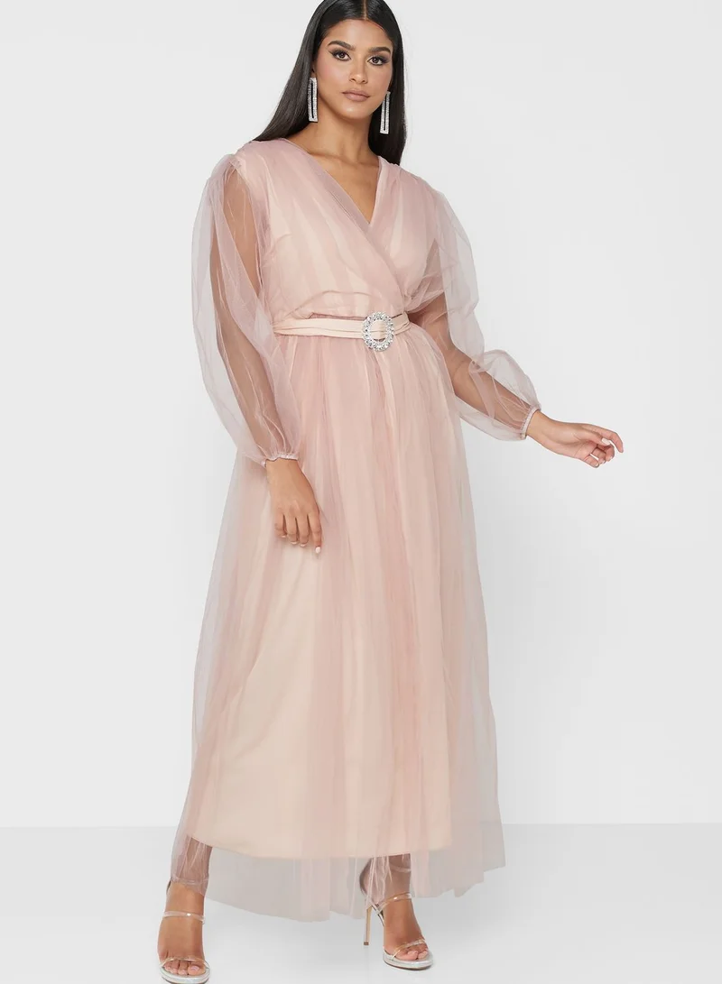 hayas closet Organza Sleeve Gown Dress