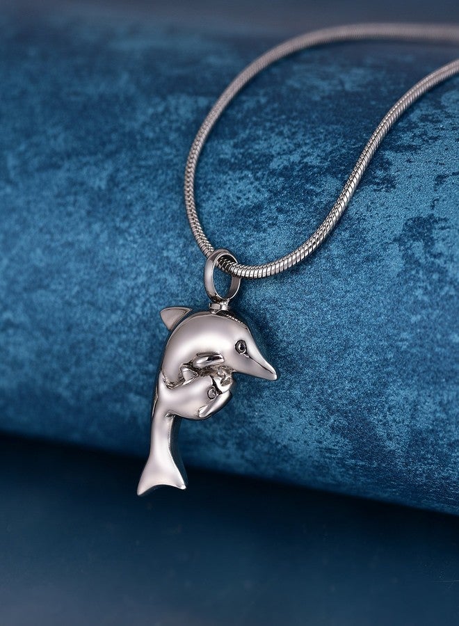 COCO Park Mom & Baby Dolphin Pet Cremation Necklace 316L Steel Memorial Keepsake Urn Pendant Jewelry for Ashes - Image 3