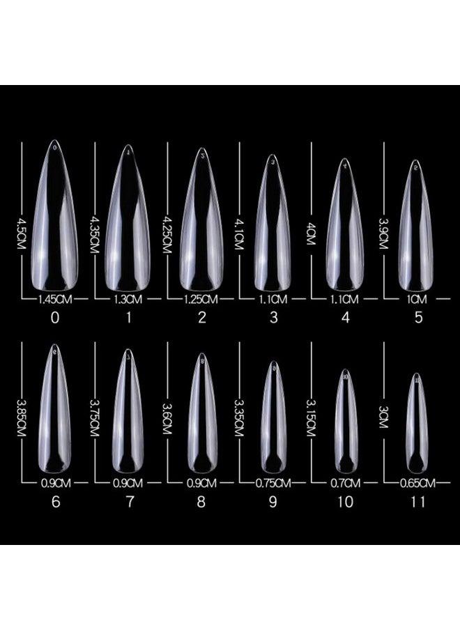 LoveOurHome 240Pc Long Stiletto Nail Tips Xl Clear Acrylic False Nails Pointy Stiletto Artificial Fake Nail Art Tips Full Cover 12 Size Manicure Diy Fingernails Design Nail Decor For Women Girls  - Image 3