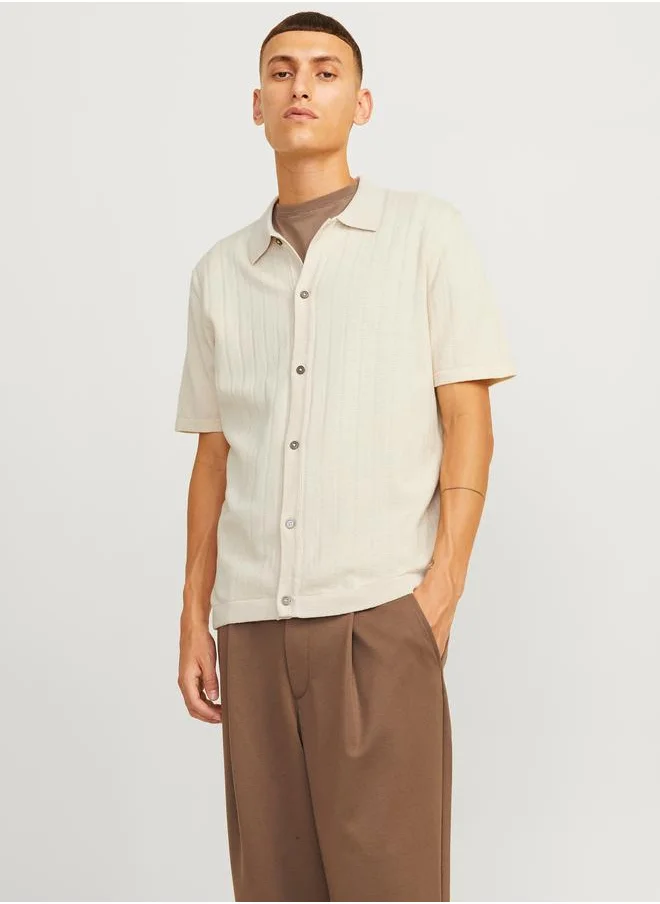 جاك اند جونز Regular Fit Knit Polo with Button Placket