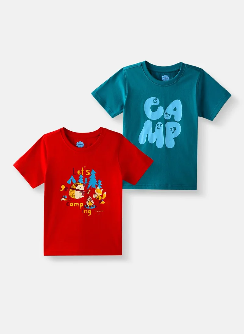 نوتيناتي Nautinati Boys Cotton Printed Pack of 2 T-shirt