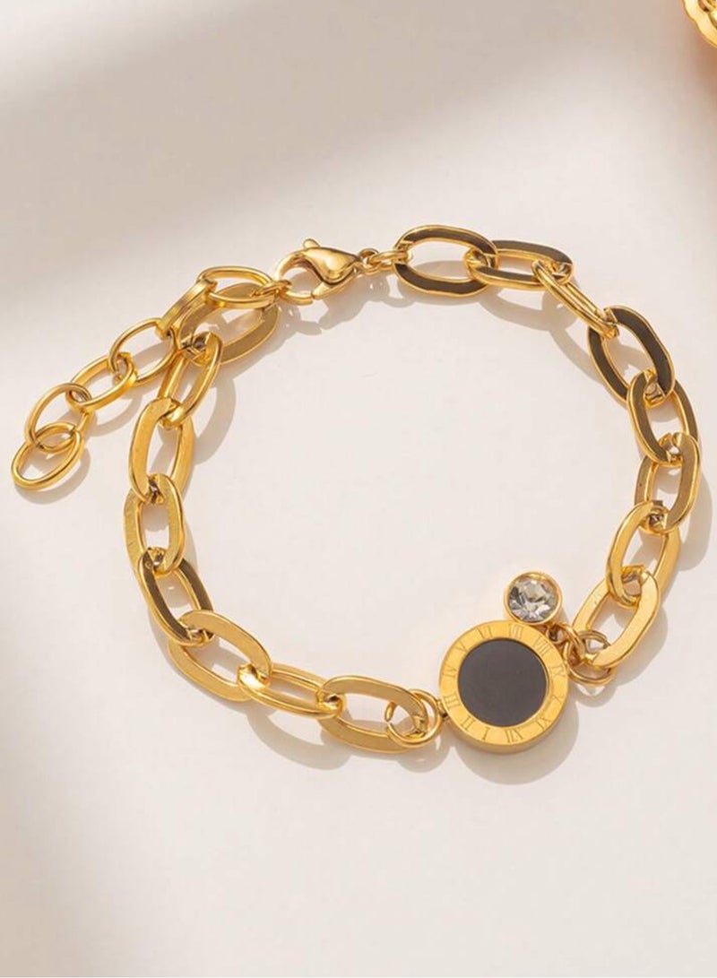 إيكوال اسوارة نسائية أنيقة وعالية الجودة مصنوعة من الاستانلس ستيل مطلية باللون الذهبي - Image 4