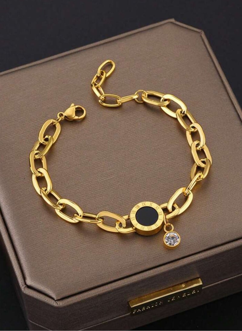 إيكوال اسوارة نسائية أنيقة وعالية الجودة مصنوعة من الاستانلس ستيل مطلية باللون الذهبي - Image 2