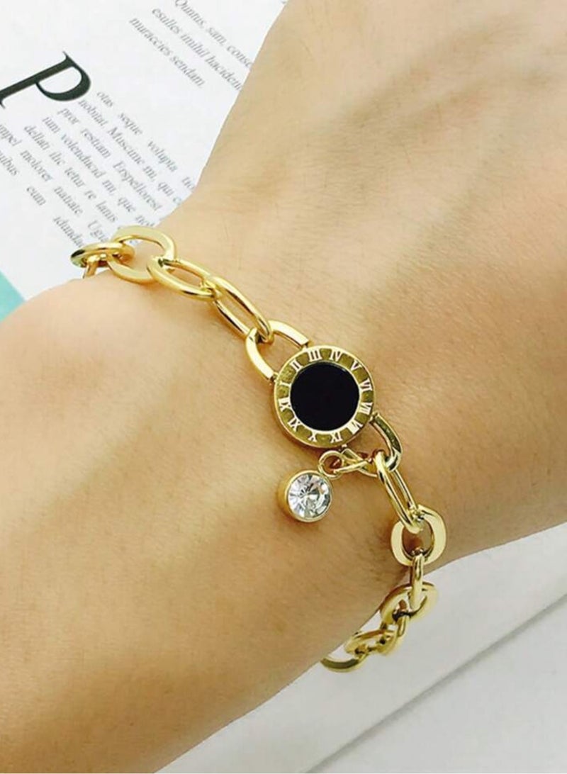 إيكوال اسوارة نسائية أنيقة وعالية الجودة مصنوعة من الاستانلس ستيل مطلية باللون الذهبي - Image 3