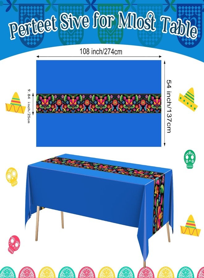 اودين أودين، 12 قطعة، مفرش طاولة فييستا، 108 × 54 بوصة، غطاء طاولة بلاستيكي، مفرش طاولة مكسيكي مقاوم للماء، غطاء طاولة للاستخدام مرة واحدة، مناسب لليلة تاكو، ولحفلات الزفاف المكسيكية الاحتفالية (ملون). - Image 3