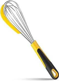 Silicone Whisk, Egg Whisks for Cooking, Stainless Steel Wisking Tool for Blending, Non Scratch Metal Wire Wisk for Kitchen Egg Bread Mixing, Small Mini Heat Resistant Whisk