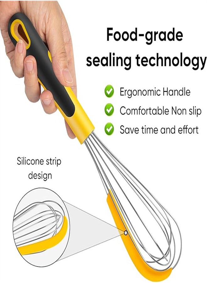 KASTWAVE - Silicone Whisk, Egg Whisks for Cooking, Stainless Steel Wisking Tool for Blending, Non Scratch Metal Wire Wisk for Kitchen Egg Bread Mixing, Small Mini Heat Resistant Whisk - Image 1