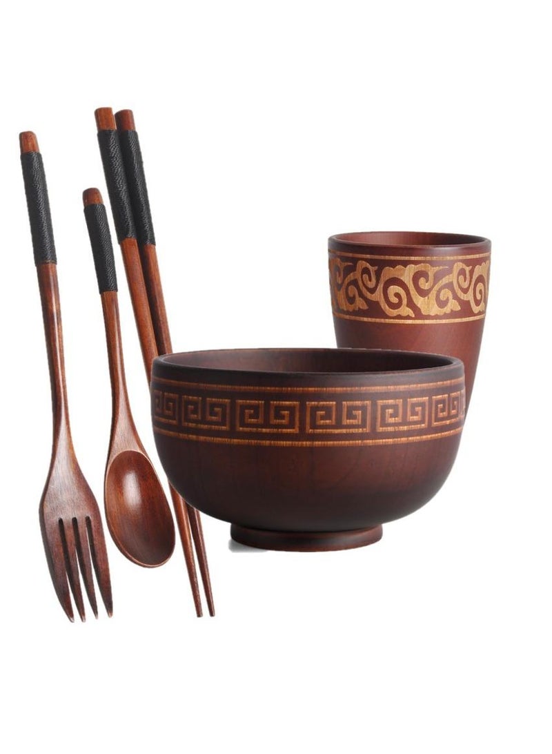 general 5-Piece Wooden Bowl Wooden Milk Tea Bowl  - Image 1