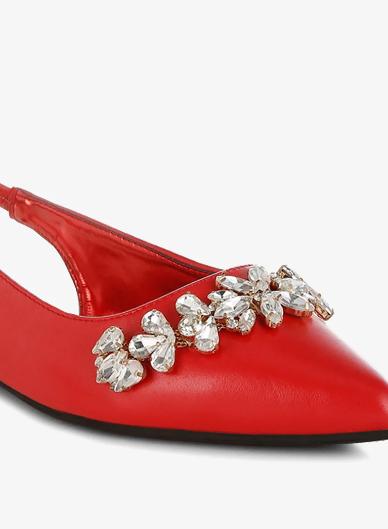 London Rag red Diamante Embellished Flat Sandals in Red for Women | Best Price UAE
