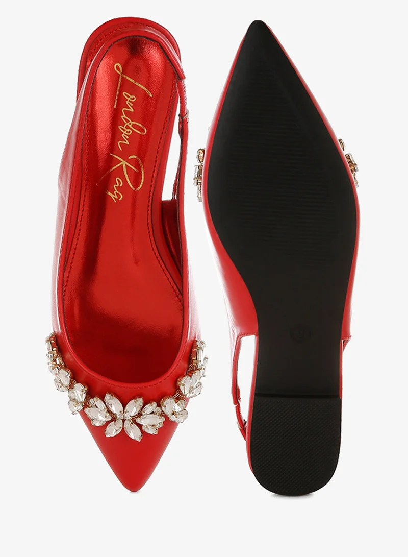 London Rag red Diamante Embellished Flat Sandals in Red for Women | Best Price UAE