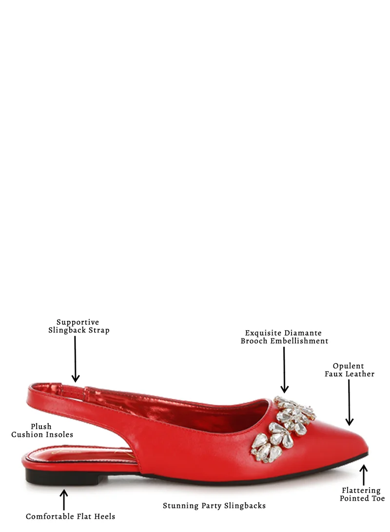 London Rag red Diamante Embellished Flat Sandals in Red for Women | Best Price UAE