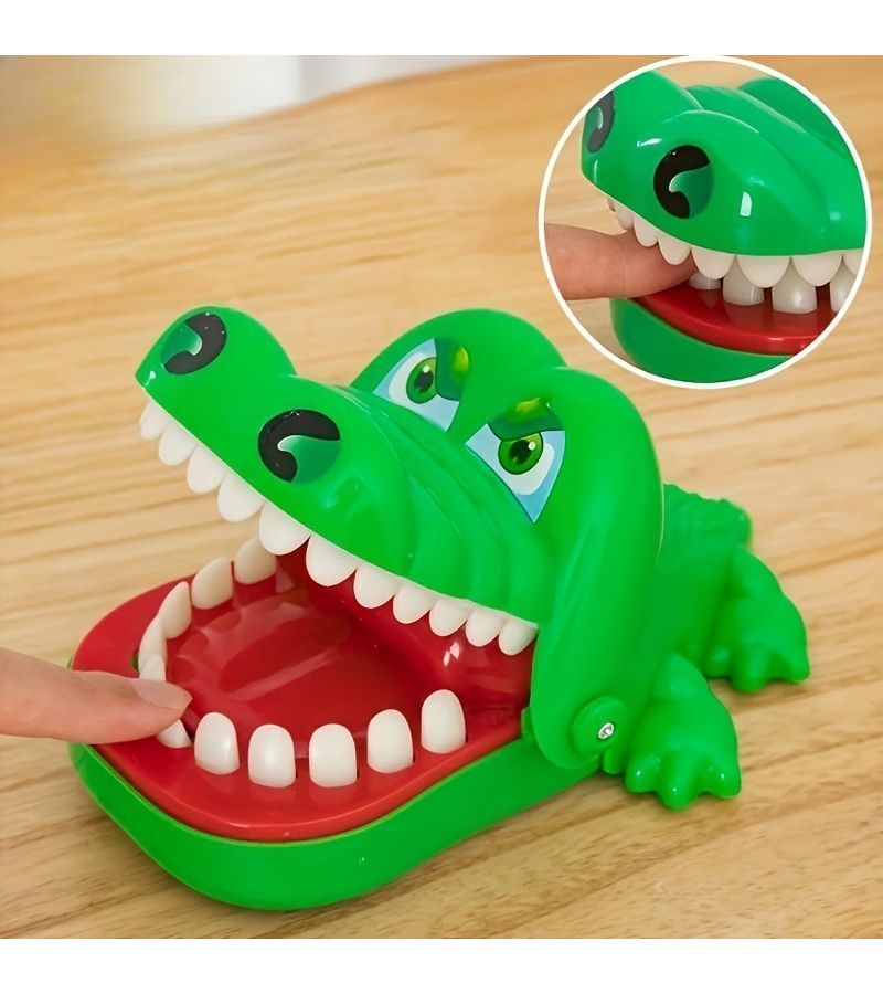 Artificial Jade Green Crocodile Dentist Bite Finger Toy Game For Kids 3 Plus - Image 1