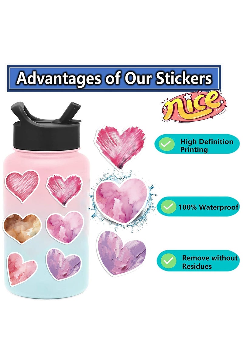 ORAINBOW 50Pcs Love Stickers Heart Stickers Decals Stickers for Couple Girlfriend Boyfriend Waterproof Heart Stickers for Laptop Water Bottle Guitar Scrapbook Phone - Image 2