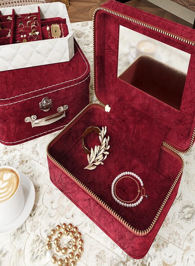 Wallderful Red Crushed Velvet Wallpaper Peel and Stick Soft Red Felt Fabric Self Adhesive Velvet Flocking Fabric Drawer Liner Vintage Wall Paper for Jewelry Box Shelf Liner Bedroom Cabinet DIY Decor - Image 2