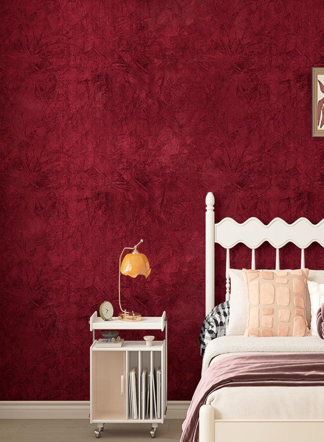 Wallderful Red Crushed Velvet Wallpaper Peel and Stick Soft Red Felt Fabric Self Adhesive Velvet Flocking Fabric Drawer Liner Vintage Wall Paper for Jewelry Box Shelf Liner Bedroom Cabinet DIY Decor - Image 3
