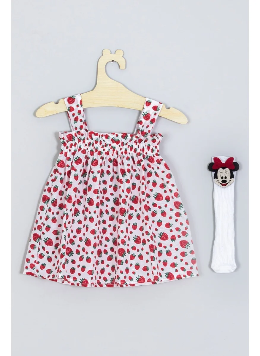 ادا بيبيك تشوكوك Ada Baby Child Strawberry Dress Knee-Length Miki Socks Set 007