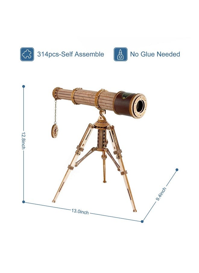 RoWood Rowood Telescope 3D Puzzles for Adults, DIY Wooden Model Building Kit, Christmas Birthday Gift for Kids Teens  - Image 5