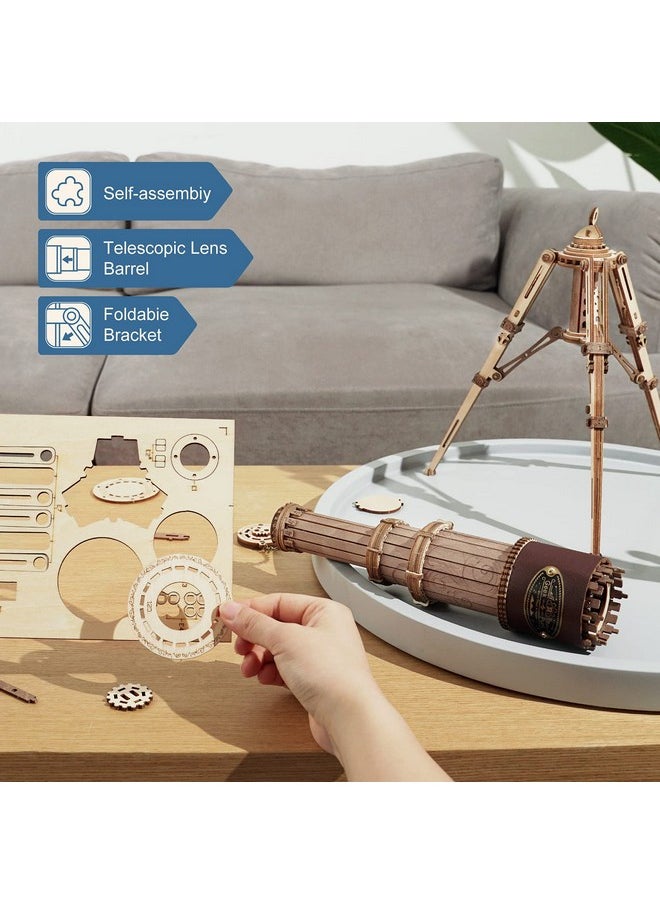 RoWood Rowood Telescope 3D Puzzles for Adults, DIY Wooden Model Building Kit, Christmas Birthday Gift for Kids Teens  - Image 2
