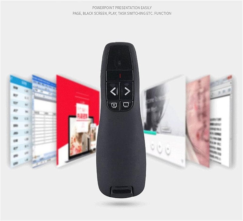 NA 2.4 جيجاهرتز لاسلكي USB قلم تقديم عروض PowerPoint PPT مع مؤشر ونقر ومستقبل مدمج وضوء أحمر وتحكم عن بعد للمعلم والمحاضر والأستاذ والعالم (أسود) - Image 2