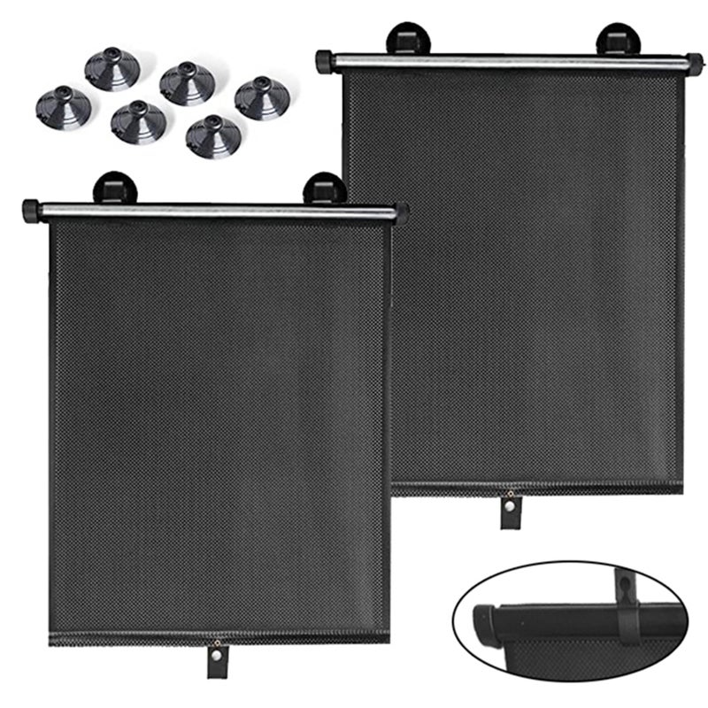 Car Window Shade, Car Roller Sunshade for Windows, Retractable Car Sun Shade, Privacy Protection Glare and UV Rays Protection, 2 Pack - Image 2