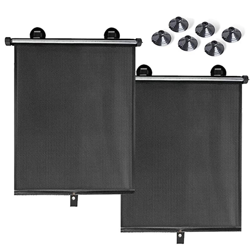 Car Window Shade, Car Roller Sunshade for Windows, Retractable Car Sun Shade, Privacy Protection Glare and UV Rays Protection, 2 Pack - Image 1