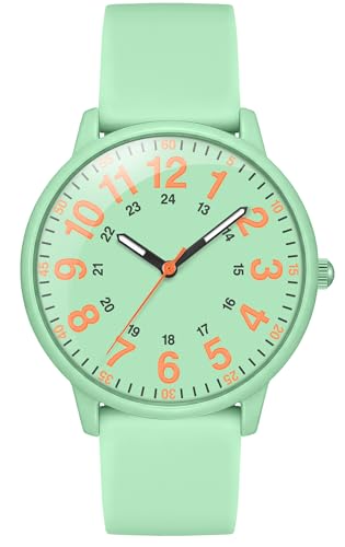 Asan Ge Green Womens Silicone Watch Large Dial Fashionable Waterproof Wrist Watch Easy to Read Multiple Colors Available Suitable for Casual Outdoors - Image 1