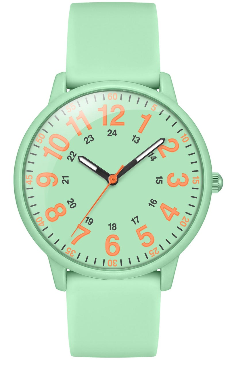 Asan Ge Green Womens Silicone Watch Large Dial Fashionable Waterproof Wrist Watch Easy to Read Multiple Colors Available Suitable for Casual Outdoors - Image 2