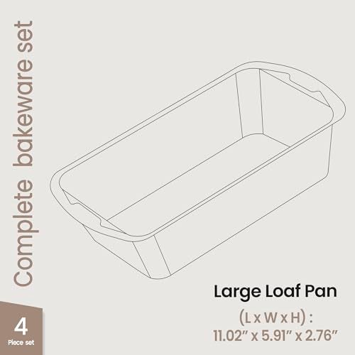 BAKKENMASTER Nonstick Loaf Pan Set Pack of 4, Carbon Steel 11" Large Baking Bread Pan, Oven Safe Up to 450°F, PFOA, PFOS, PTFE Free, Space Saving Stackable Design, Stain Resistant, Dishwasher Friendly, Blue Marble - Image 2