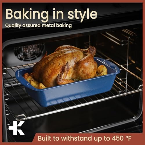 BAKKENMASTER Nonstick Loaf Pan Set Pack of 4, Carbon Steel 11" Large Baking Bread Pan, Oven Safe Up to 450°F, PFOA, PFOS, PTFE Free, Space Saving Stackable Design, Stain Resistant, Dishwasher Friendly, Blue Marble - Image 3