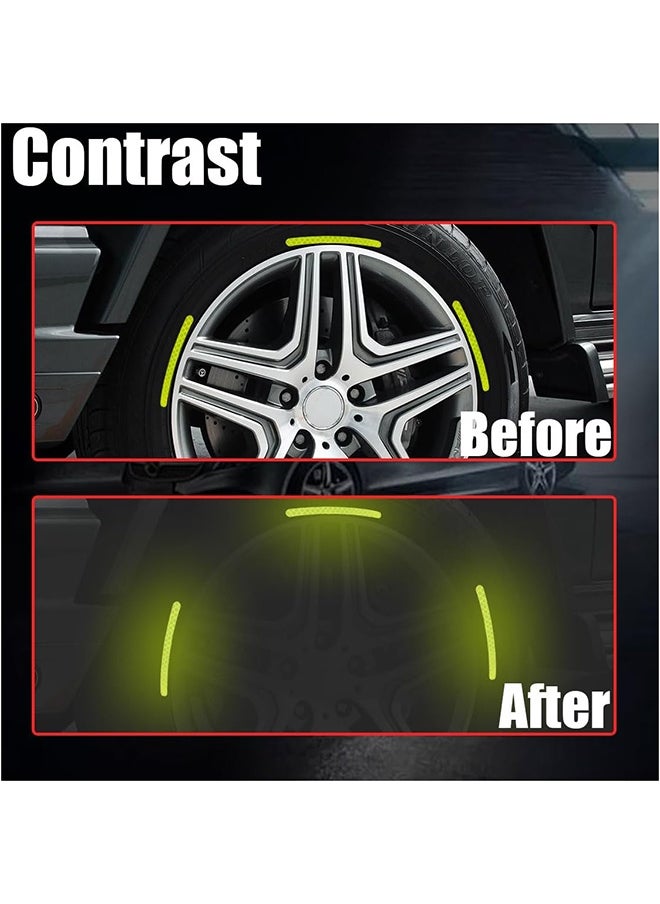 HY 20 Pcs heel Reflective Stickers, Car Wheel Hub Reflective Sticker, for Motorcycle Wheels Car Cycling Night Reflective Safety, Decoration Stripe Rim Sticker, Universal for Car Vehicle Truck (Green)  - Image 3