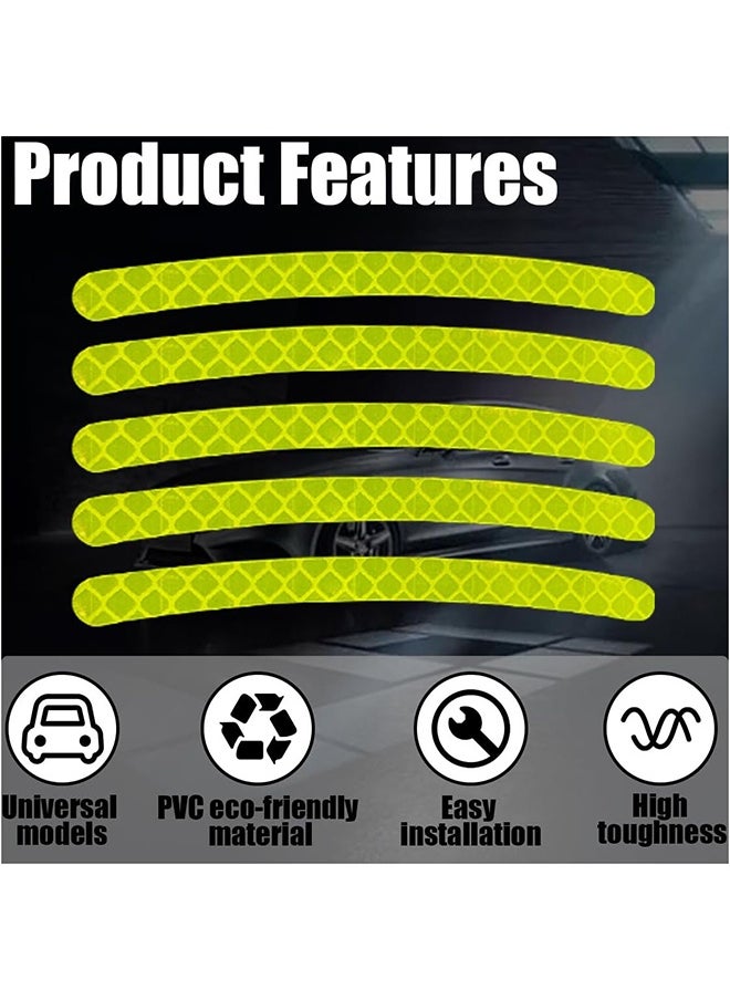 HY 20 Pcs heel Reflective Stickers, Car Wheel Hub Reflective Sticker, for Motorcycle Wheels Car Cycling Night Reflective Safety, Decoration Stripe Rim Sticker, Universal for Car Vehicle Truck (Green)  - Image 4