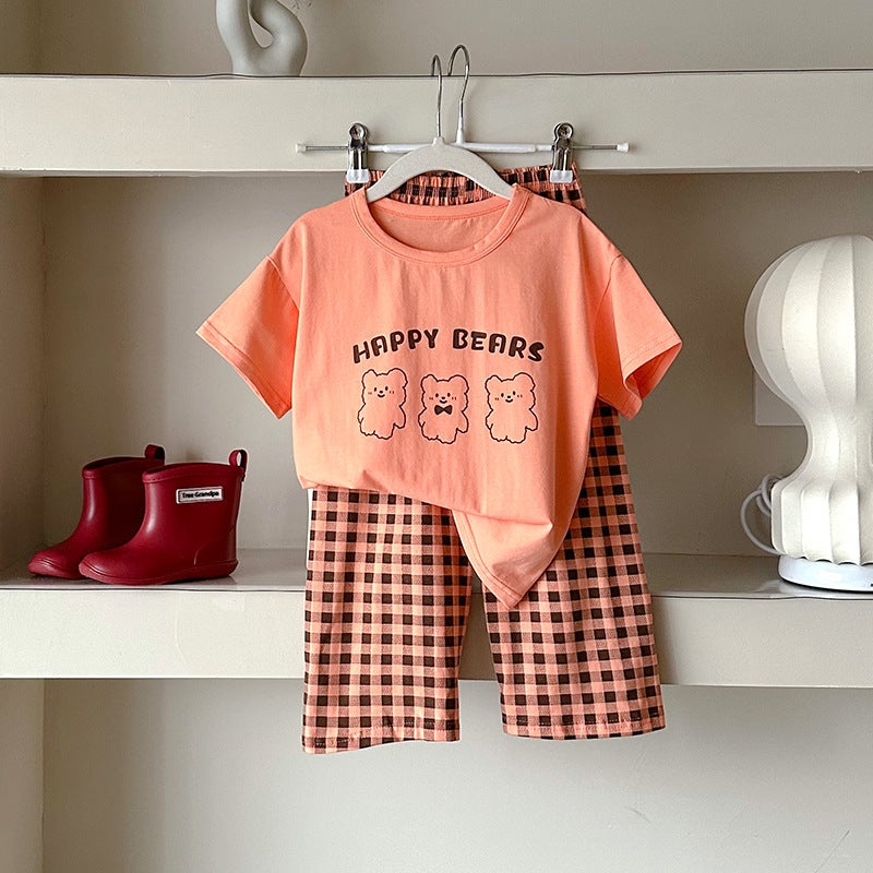 Kids Summer Thin Sleepwear Set Sweet Orange 