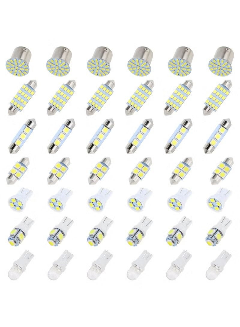 42 Pieces Car LED Bulbs, Auto Interior Light Kit Set, Super Bright T10 31 mm 36 mm 41 mm Replacement Bulb, Indoor Dome Map License Trunk License Plate White Lights - Image 1