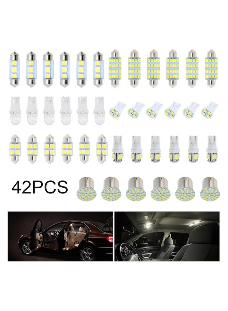 42 Pieces Car LED Bulbs, Auto Interior Light Kit Set, Super Bright T10 31 mm 36 mm 41 mm Replacement Bulb, Indoor Dome Map License Trunk License Plate White Lights - Image 3