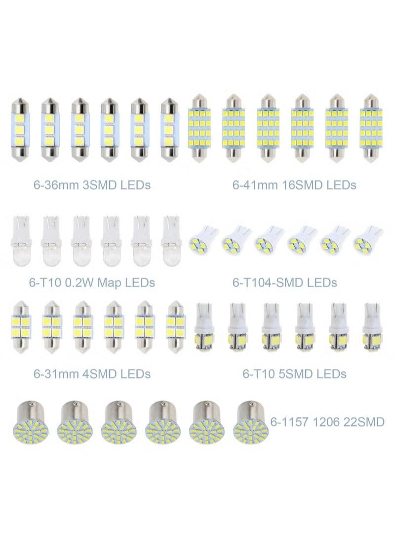 42 Pieces Car LED Bulbs, Auto Interior Light Kit Set, Super Bright T10 31 mm 36 mm 41 mm Replacement Bulb, Indoor Dome Map License Trunk License Plate White Lights - Image 4
