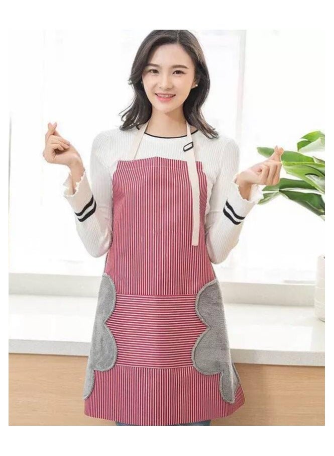 Unisex waterproof kitchen apron with front pockets and side microfiber towels perfect for cooking, baking, and professional kitchen use  - Image 1