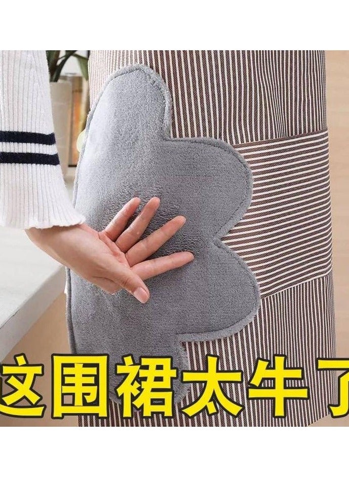 Unisex waterproof kitchen apron with front pockets and side microfiber towels perfect for cooking, baking, and professional kitchen use  - Image 2