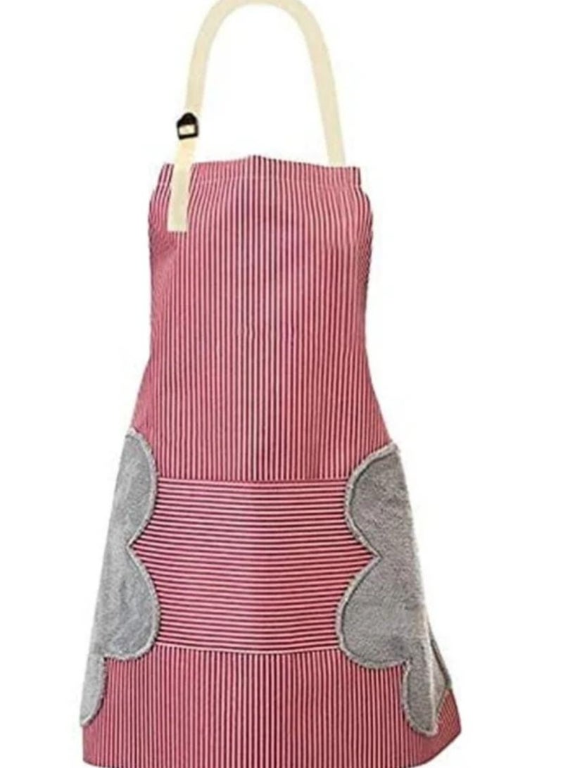 Unisex waterproof kitchen apron with front pockets and side microfiber towels perfect for cooking, baking, and professional kitchen use  - Image 3