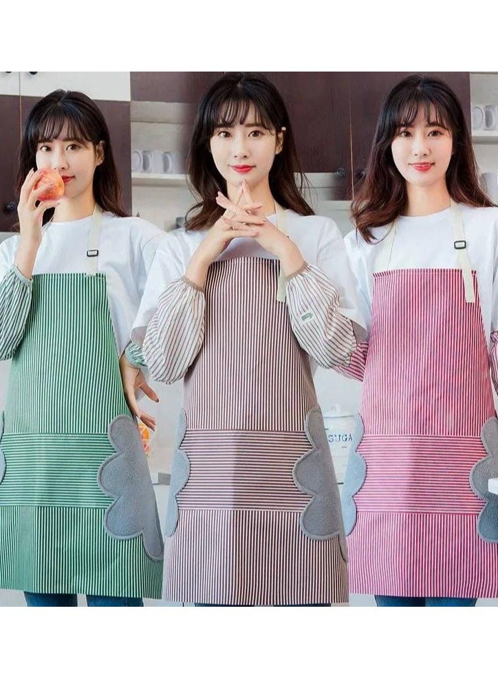 Unisex waterproof kitchen apron with front pockets and side microfiber towels perfect for cooking, baking, and professional kitchen use  - Image 4