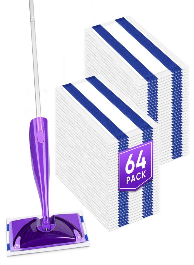 GLIMGLINT Mop Pad Refills Compatible with Swiffer Wet Jet, 4-Layer Thickened & Super Absorbent, WetJet Pads Refills, Cleaning Pads, Disposable Dry Floor Mop Pads, 64 Count - Image 1