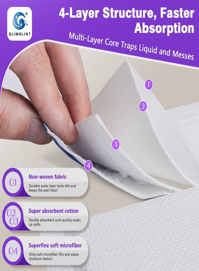 GLIMGLINT Mop Pad Refills Compatible with Swiffer Wet Jet, 4-Layer Thickened & Super Absorbent, WetJet Pads Refills, Cleaning Pads, Disposable Dry Floor Mop Pads, 64 Count - Image 3