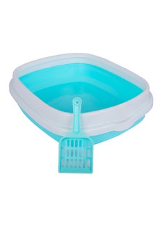 HAPPY PUSS Cat litter plastic box, large Size with high sides, detachable with free cat litter shovel. Blue color  - Image 1