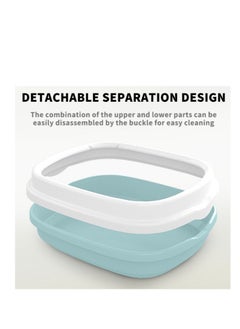 HAPPY PUSS Cat litter plastic box, large Size with high sides, detachable with free cat litter shovel. Blue color  - Image 3