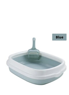 HAPPY PUSS Cat litter plastic box, large Size with high sides, detachable with free cat litter shovel. Blue color  - Image 2