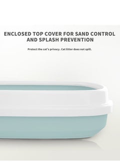 HAPPY PUSS Cat litter plastic box, large Size with high sides, detachable with free cat litter shovel. Blue color  - Image 4