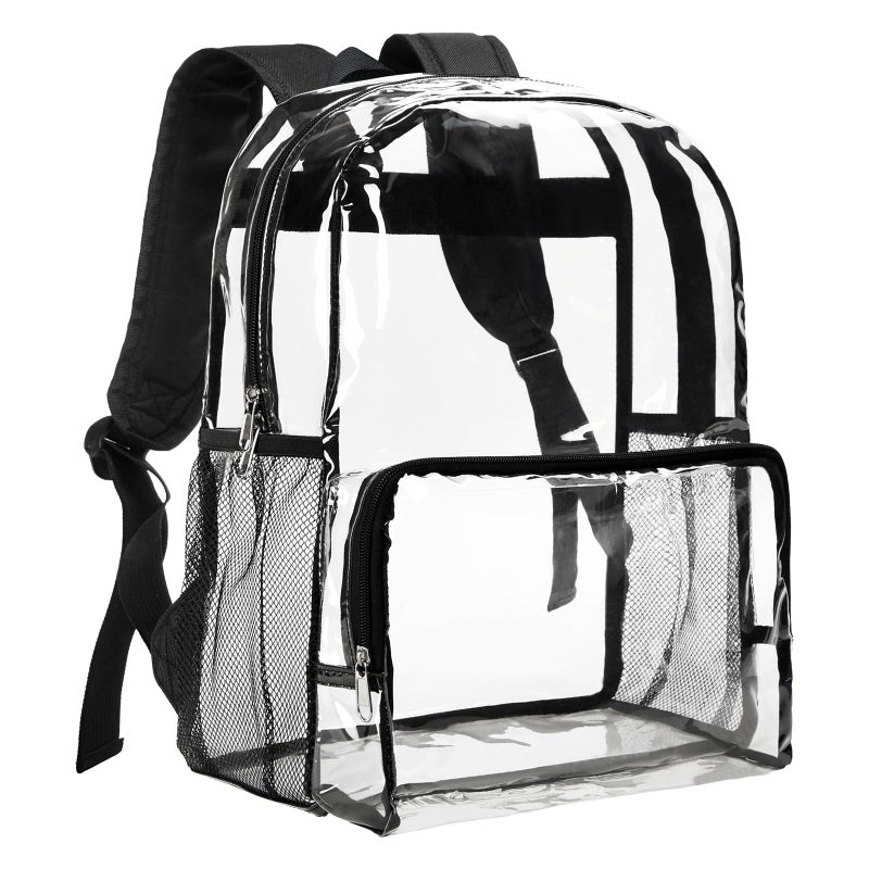 Vorspack Clear Backpack Heavy Duty - Large Clear Backpacks for School See Through Bookbag for Girls Boys Transparent Bag for Work, Concert, College - Black - Image 1