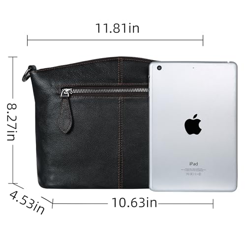 HESHE Crossbody Purses for Women Genuine Leather Purses and Handbags Designer Satchel Purse with Multi-Pockets Vintage Small Shoulder Bags Ladies Hobo Bag (Black) - Image 4